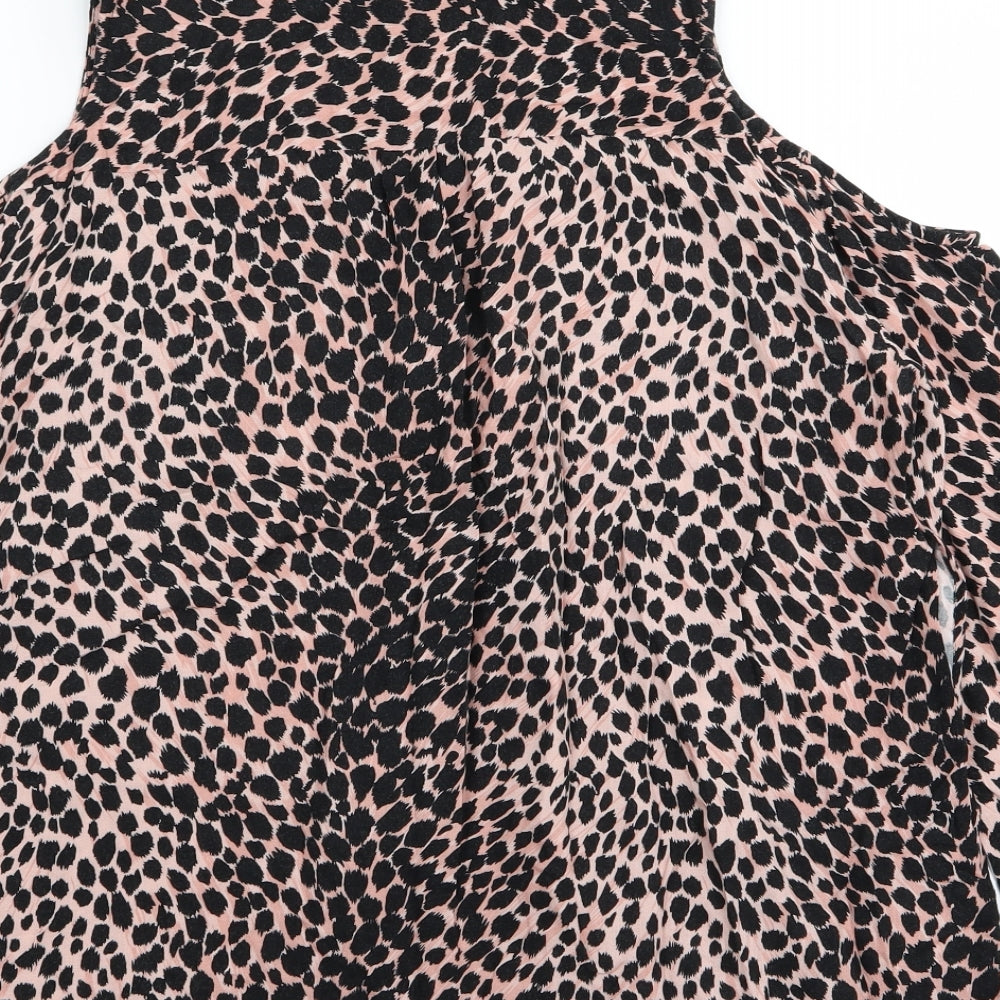 Topshop Womens Multicoloured Animal Print  Basic Button-Up Size 12