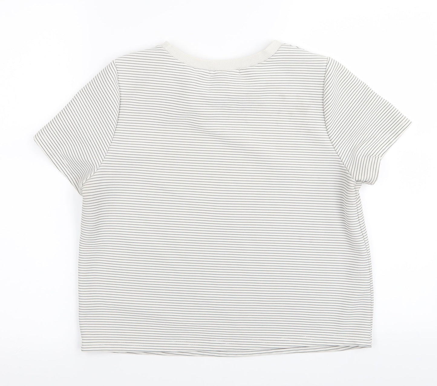 Glamorous Womens White Striped  Basic T-Shirt Size 10
