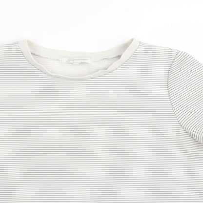 Glamorous Womens White Striped  Basic T-Shirt Size 10