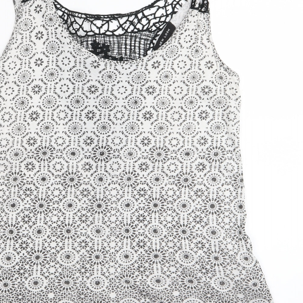 Womens UK Size 10 New Look White Basic Tank