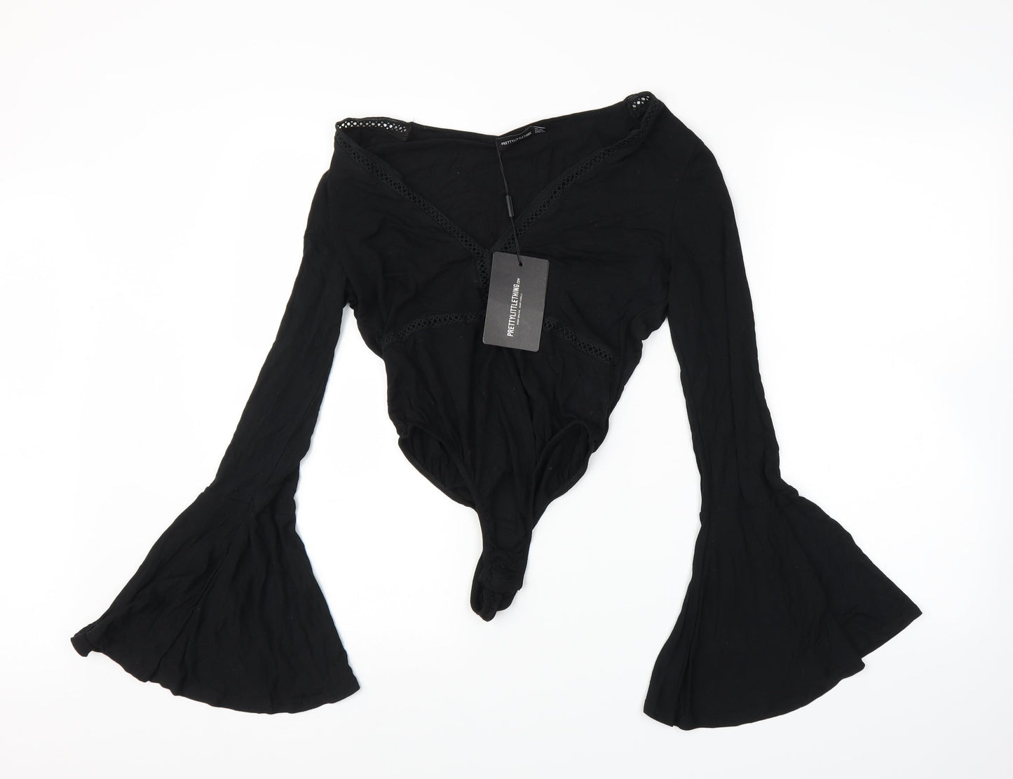 PRETTYLITTLETHING Womens Black   Leotard One-Piece Size 12
