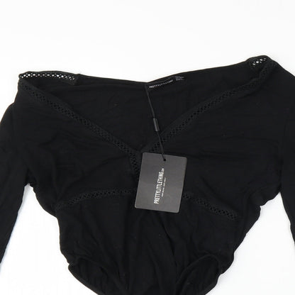 PRETTYLITTLETHING Womens Black   Leotard One-Piece Size 12