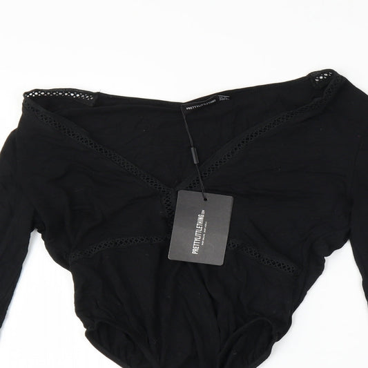 PRETTYLITTLETHING Womens Black   Leotard One-Piece Size 12