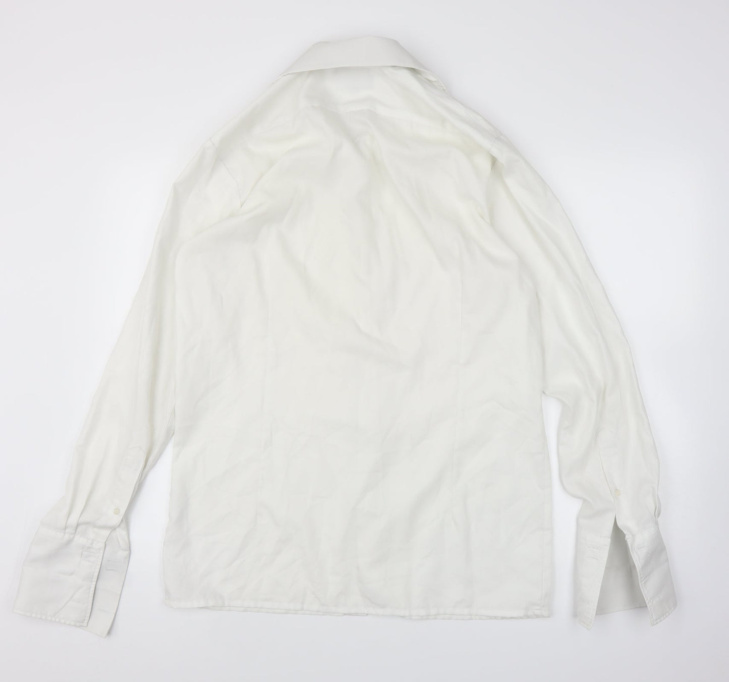 Mens UK Size 16 Collars and Cuffs White  Button-Up Long Sleeve Casual Shirt