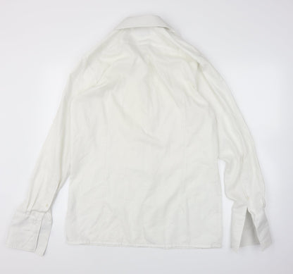 Mens UK Size 16 Collars and Cuffs White  Button-Up Long Sleeve Casual Shirt