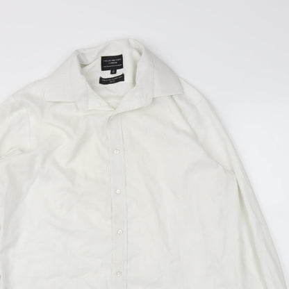 Mens UK Size 16 Collars and Cuffs White  Button-Up Long Sleeve Casual Shirt