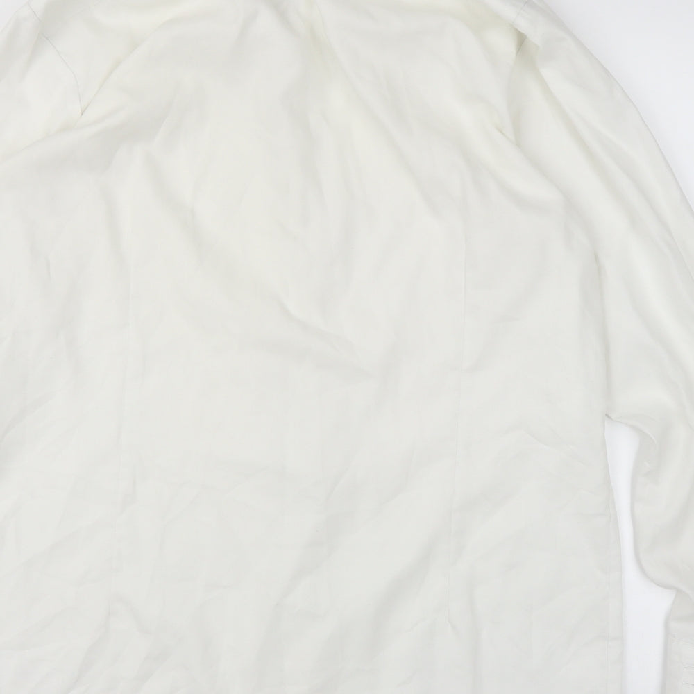 Mens UK Size 16 Collars and Cuffs White  Button-Up Long Sleeve Casual Shirt