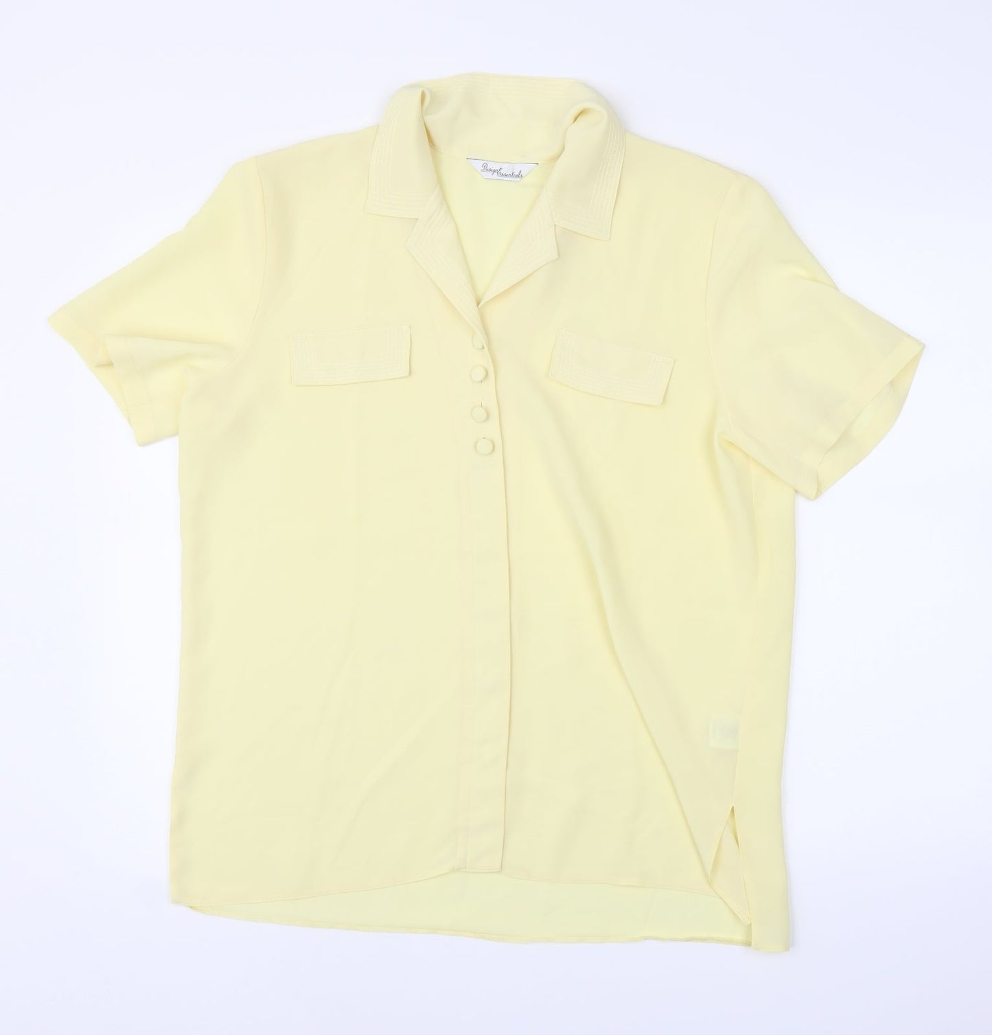 Womens UK Size 16 Design Essentials Yellow Basic Blouse