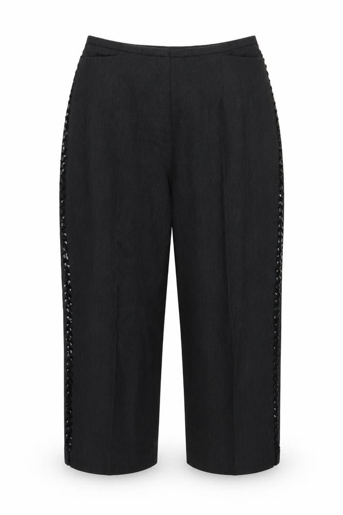 Womens UK Size L Preworn Regular Fit Capri Black Trousers