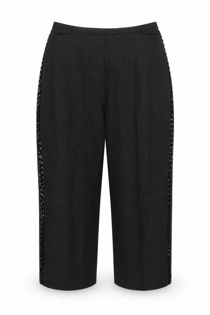 Womens UK Size L Preworn Regular Fit Capri Black Trousers