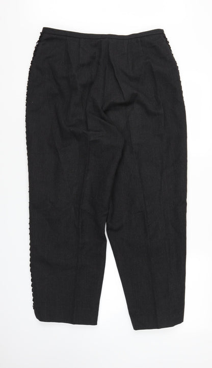 Womens UK Size L Preworn Regular Fit Capri Black Trousers