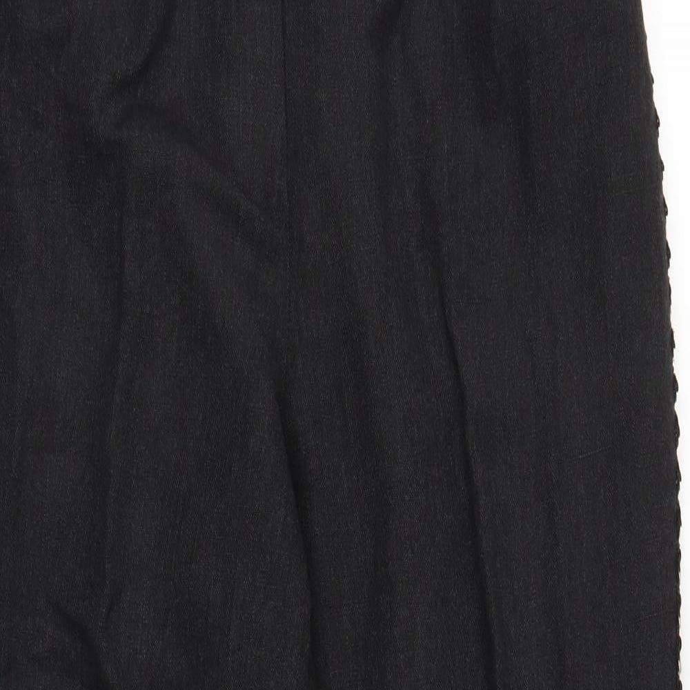 Womens UK Size L Preworn Regular Fit Capri Black Trousers