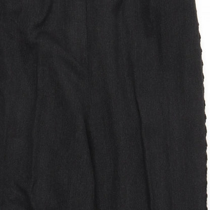Womens UK Size L Preworn Regular Fit Capri Black Trousers