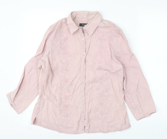 Hawkshead Womens Pink Floral  Basic Button-Up Size 12