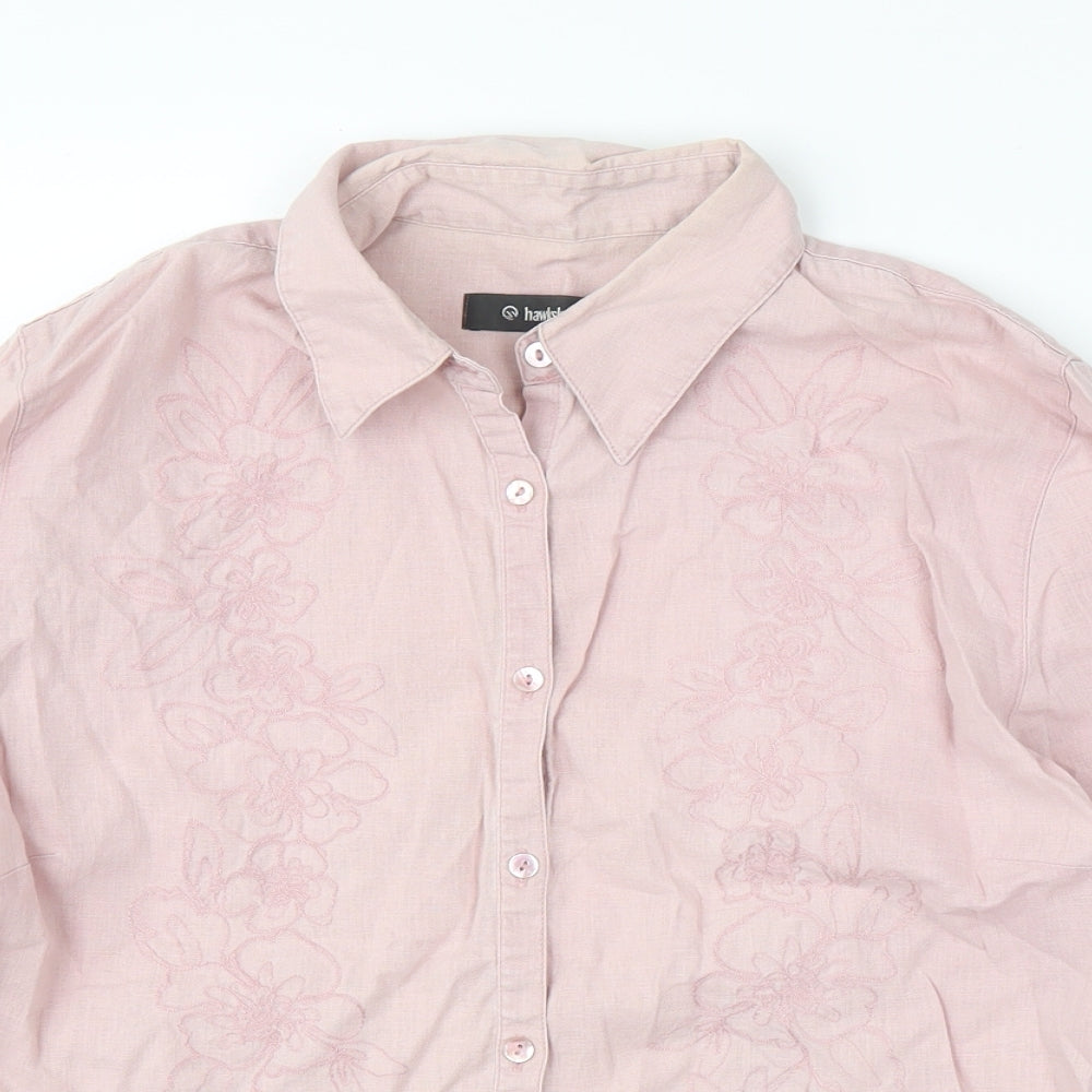 Hawkshead Womens Pink Floral  Basic Button-Up Size 12
