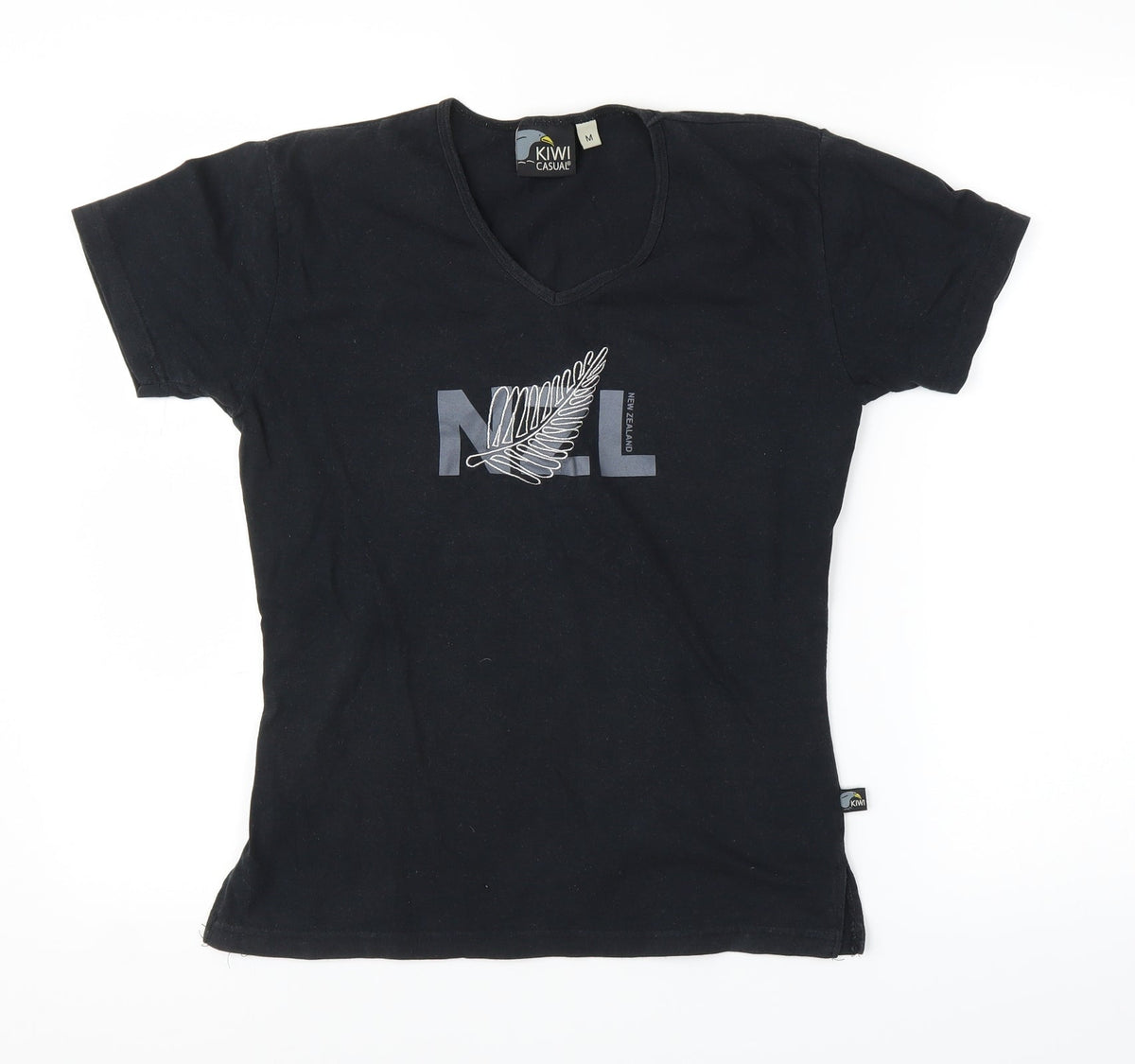 Kiwi Casual Womens Black   Basic T-Shirt Size M