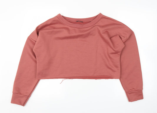 Boohoo Womens Pink   Pullover Jumper Size M  - Cropped