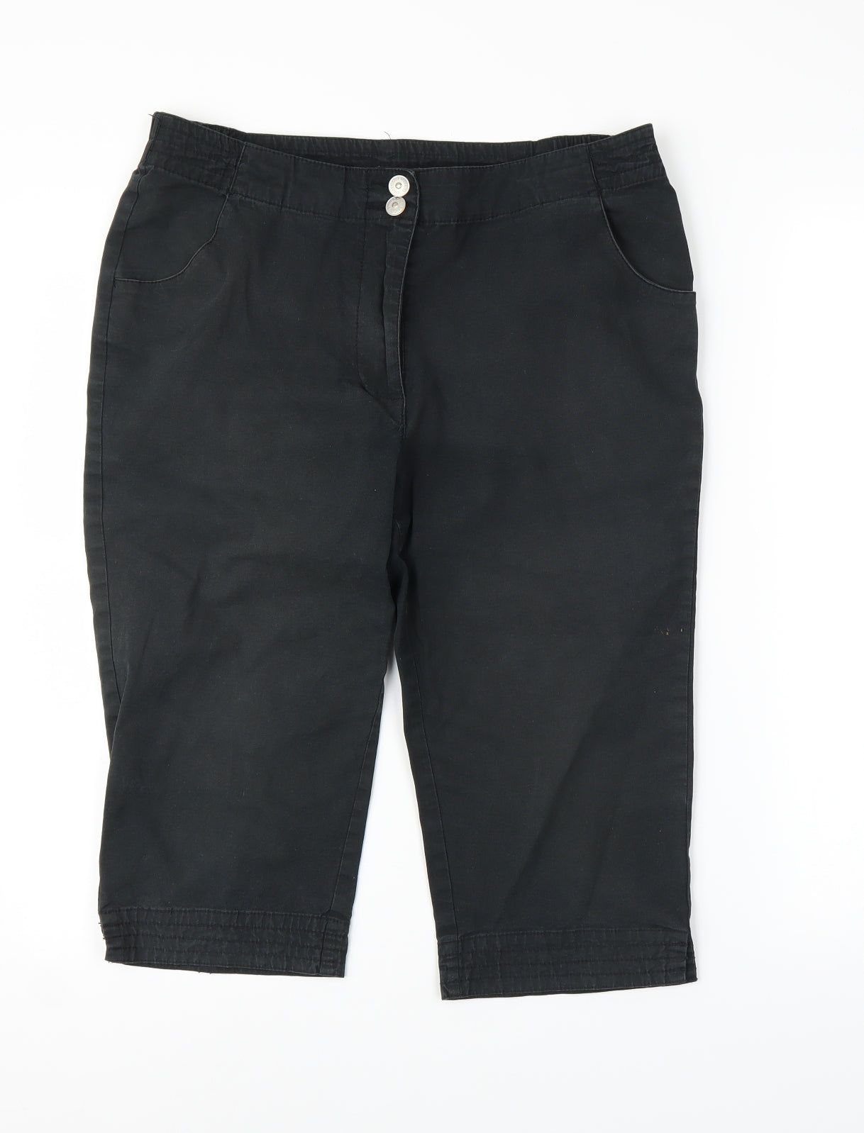 Womens UK Size 12 Emreco Regular Fit Capri Black Trousers