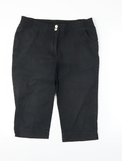 Womens UK Size 12 Emreco Regular Fit Capri Black Trousers