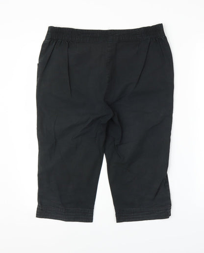 Womens UK Size 12 Emreco Regular Fit Capri Black Trousers