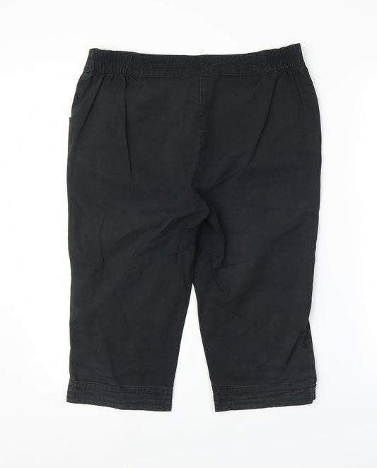 Womens UK Size 12 Emreco Regular Fit Capri Black Trousers