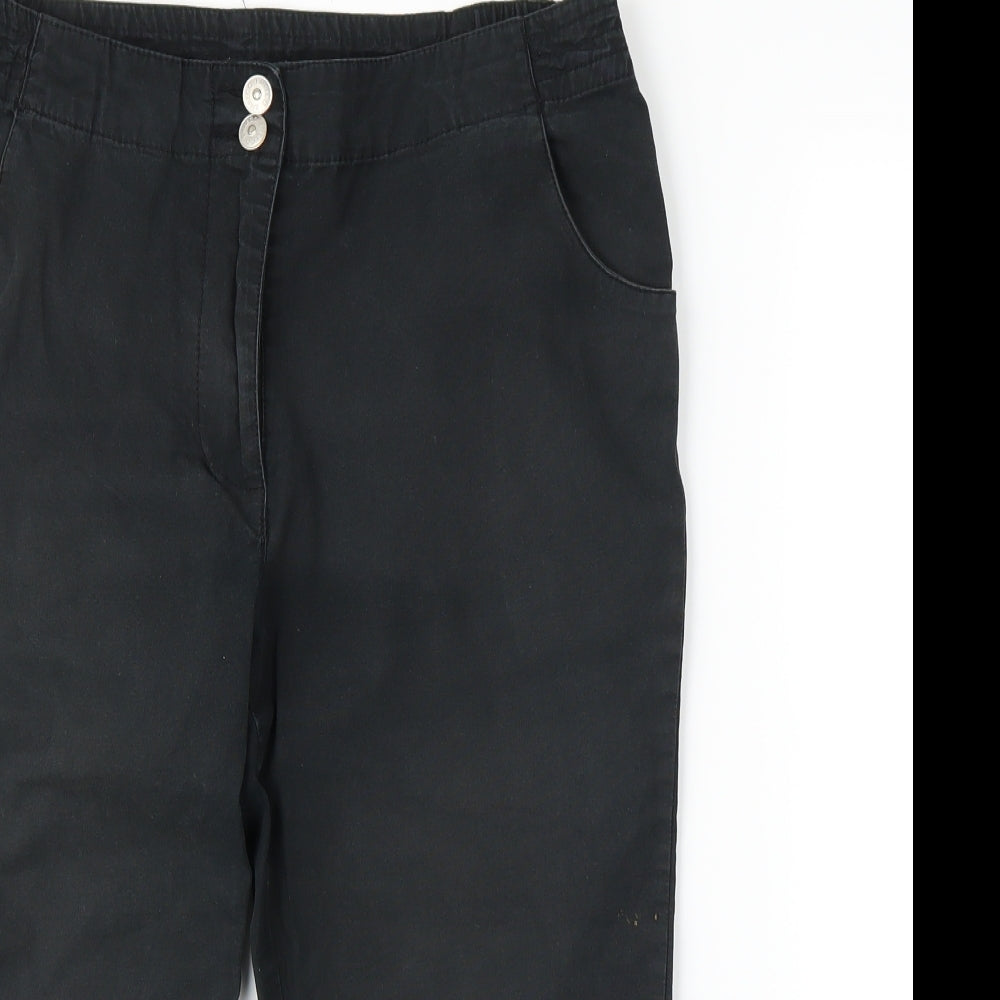 Womens UK Size 12 Emreco Regular Fit Capri Black Trousers