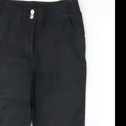 Womens UK Size 12 Emreco Regular Fit Capri Black Trousers