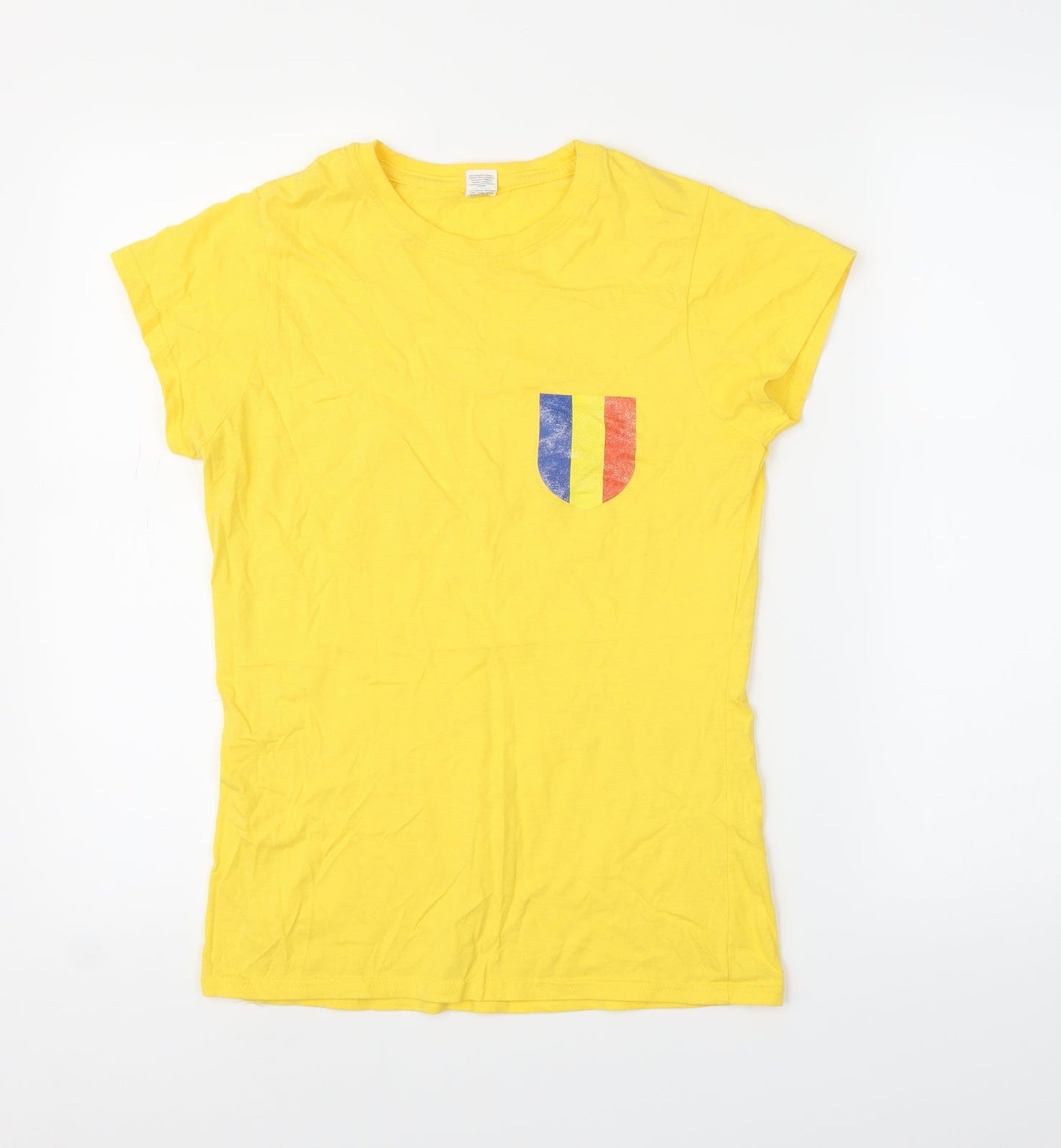 Womens UK Size S Gildan Yellow Basic T-Shirt