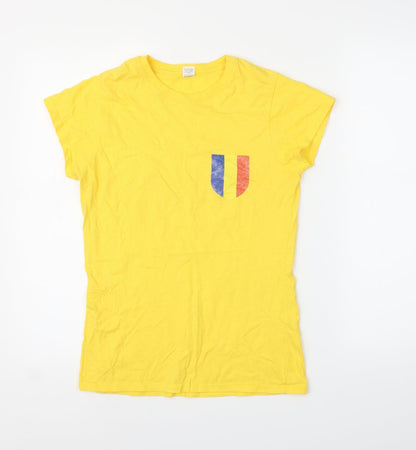 Womens UK Size S Gildan Yellow Basic T-Shirt