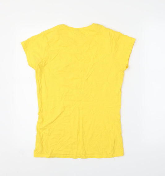 Womens UK Size S Gildan Yellow Basic T-Shirt