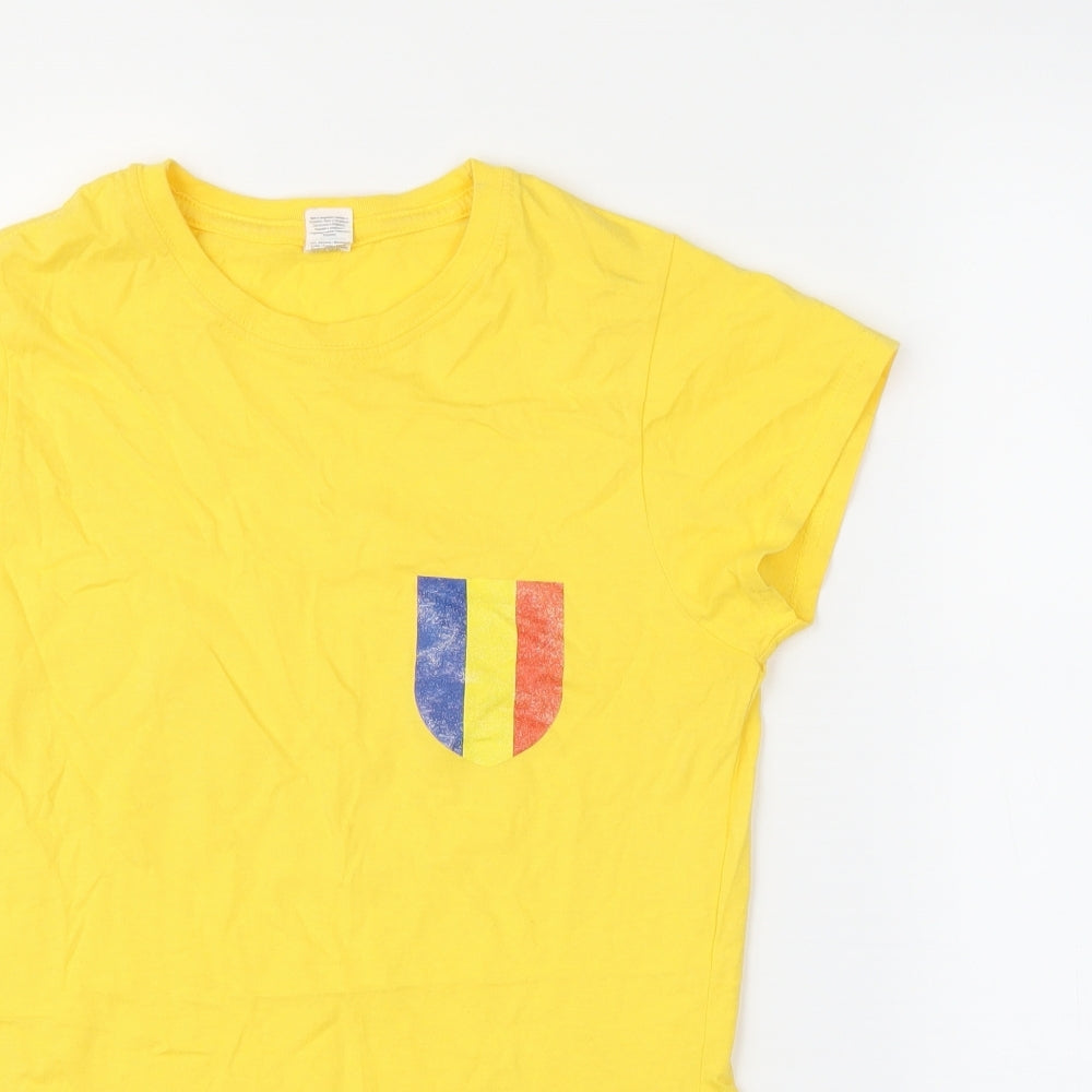 Womens UK Size S Gildan Yellow Basic T-Shirt