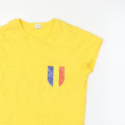 Womens UK Size S Gildan Yellow Basic T-Shirt