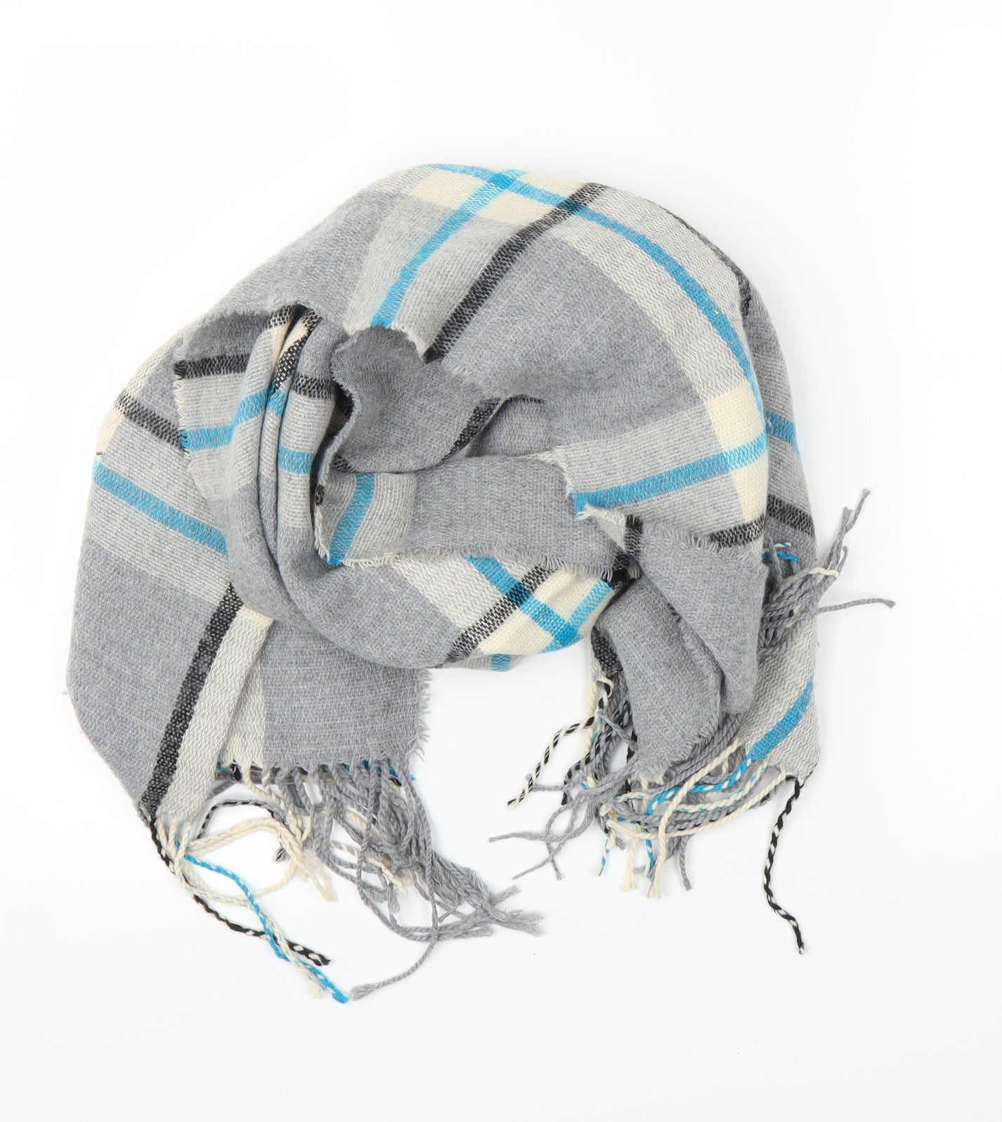 Preworn Unisex Grey Plaid   Shawl/Wrap
