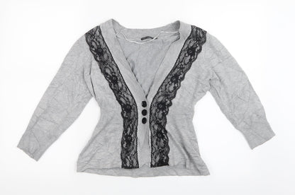 Carry Formal Womens Grey  Knit Cardigan Jumper Size M