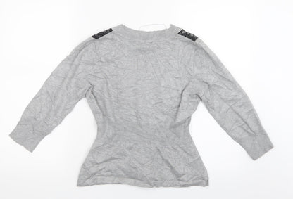 Carry Formal Womens Grey  Knit Cardigan Jumper Size M