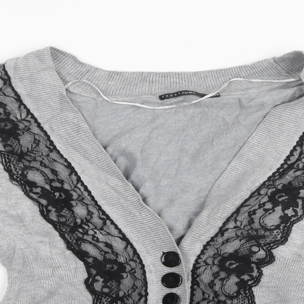 Carry Formal Womens Grey  Knit Cardigan Jumper Size M