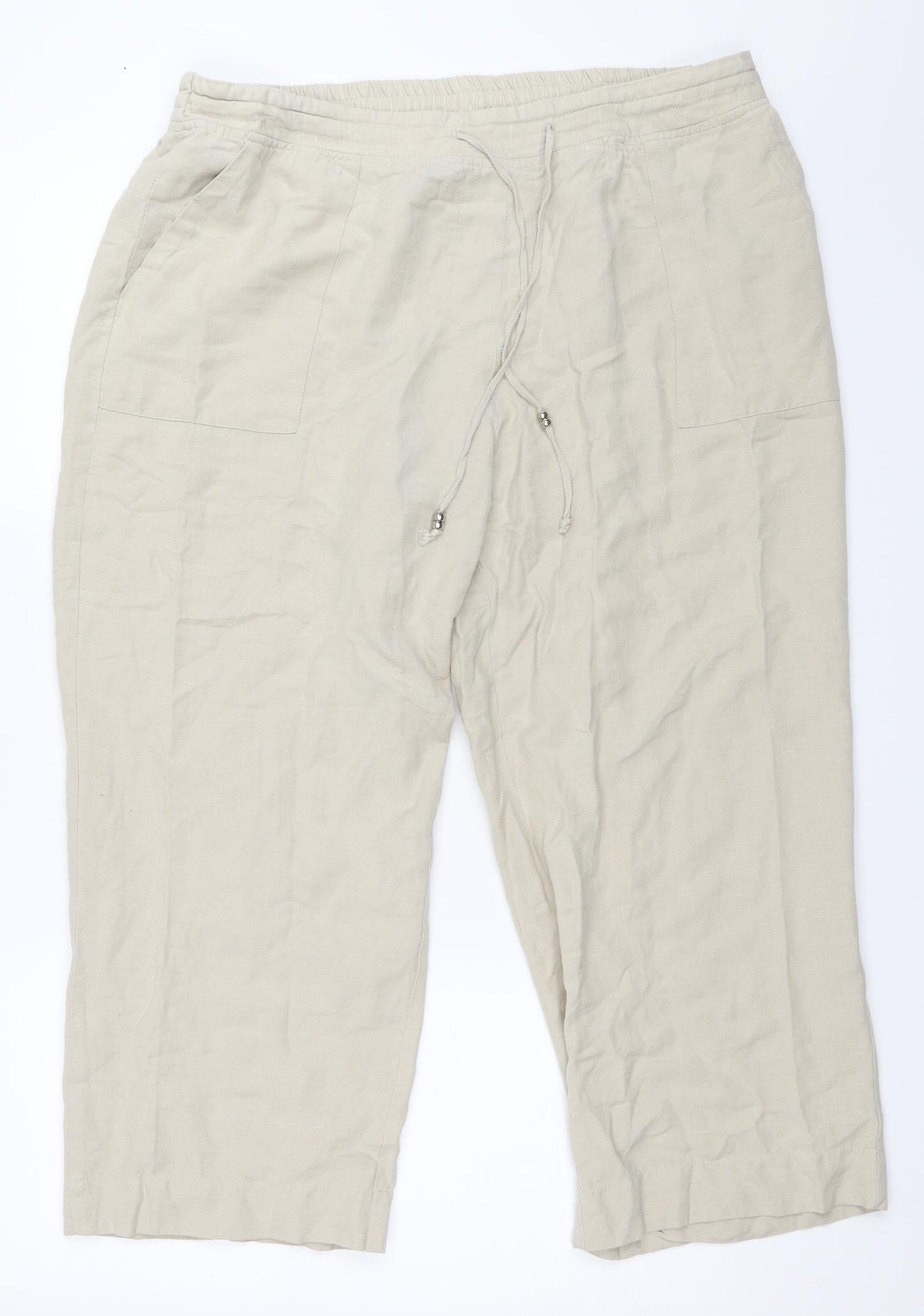 Womens UK Size 18 Julipa Regular Fit Cropped Beige Trousers