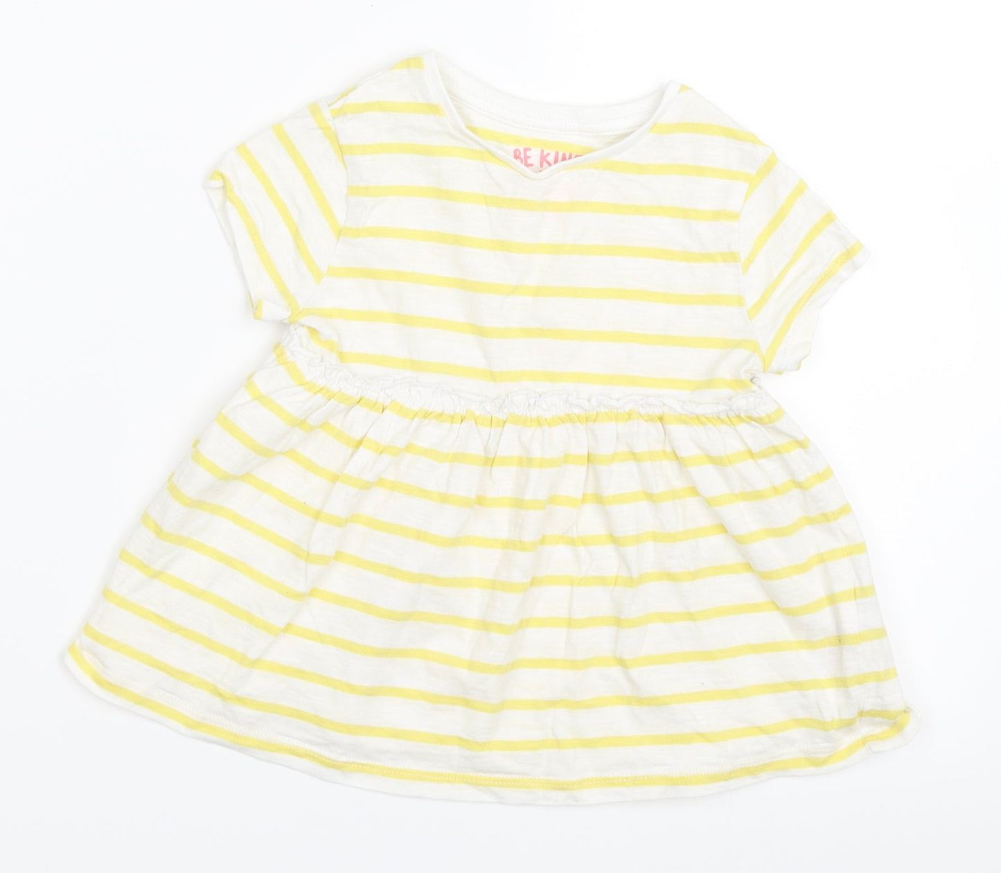 F&F Girls Yellow Striped  Basic T-Shirt Size 2-3 Years