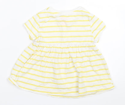 F&F Girls Yellow Striped  Basic T-Shirt Size 2-3 Years