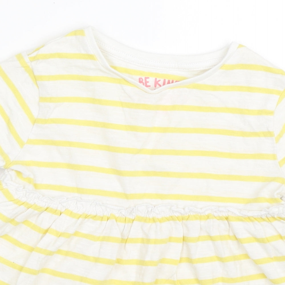 F&F Girls Yellow Striped  Basic T-Shirt Size 2-3 Years