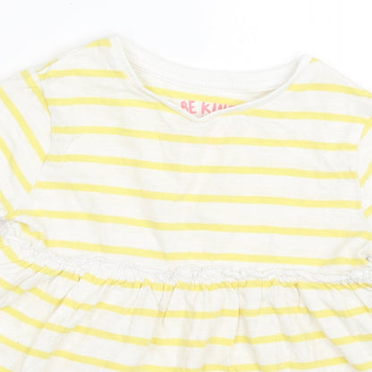 F&F Girls Yellow Striped  Basic T-Shirt Size 2-3 Years