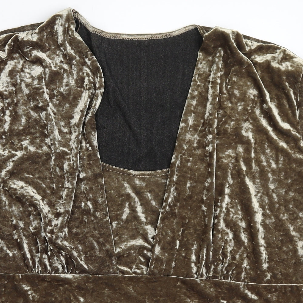 Womens UK Size L Preworn Beige Basic Blouse