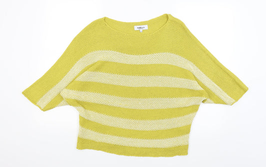 Isabella D Womens Yellow Striped  Pullover Jumper Size M