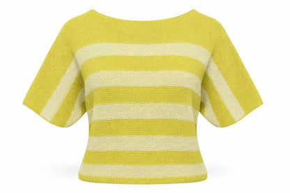 Isabella D Womens Yellow Striped  Pullover Jumper Size M