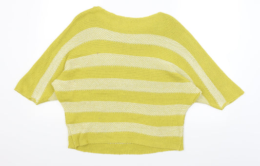 Isabella D Womens Yellow Striped  Pullover Jumper Size M