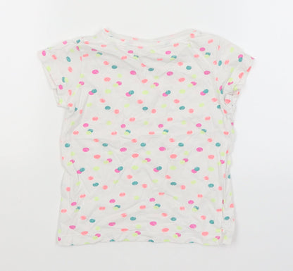 Cool Club Girls White Spotted  Basic T-Shirt Size 6 Years
