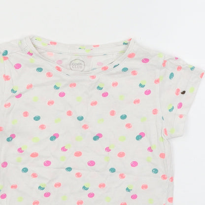 Cool Club Girls White Spotted  Basic T-Shirt Size 6 Years