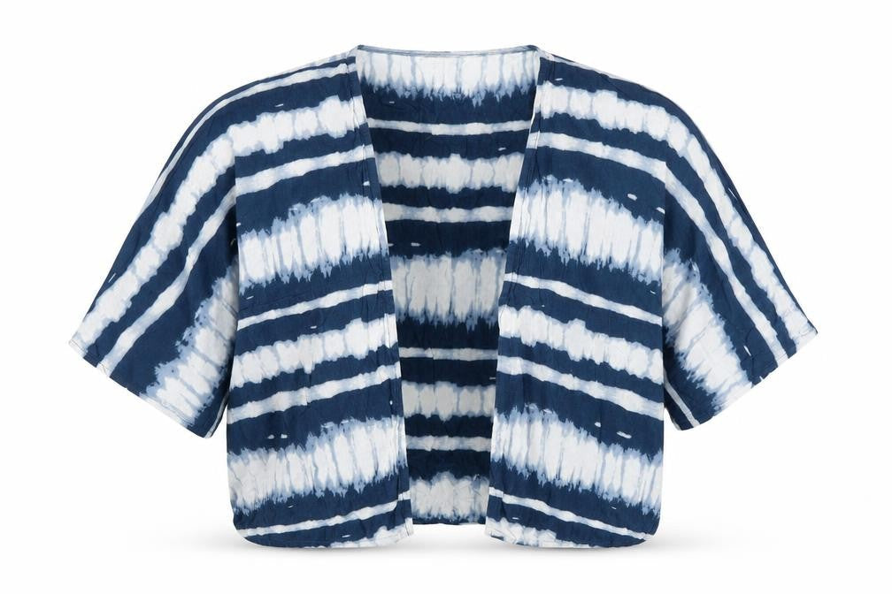 F&F Girls Blue Striped  Wrap Jumper Size 6-7 Years