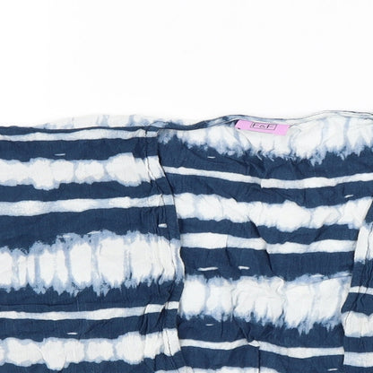 F&F Girls Blue Striped  Wrap Jumper Size 6-7 Years