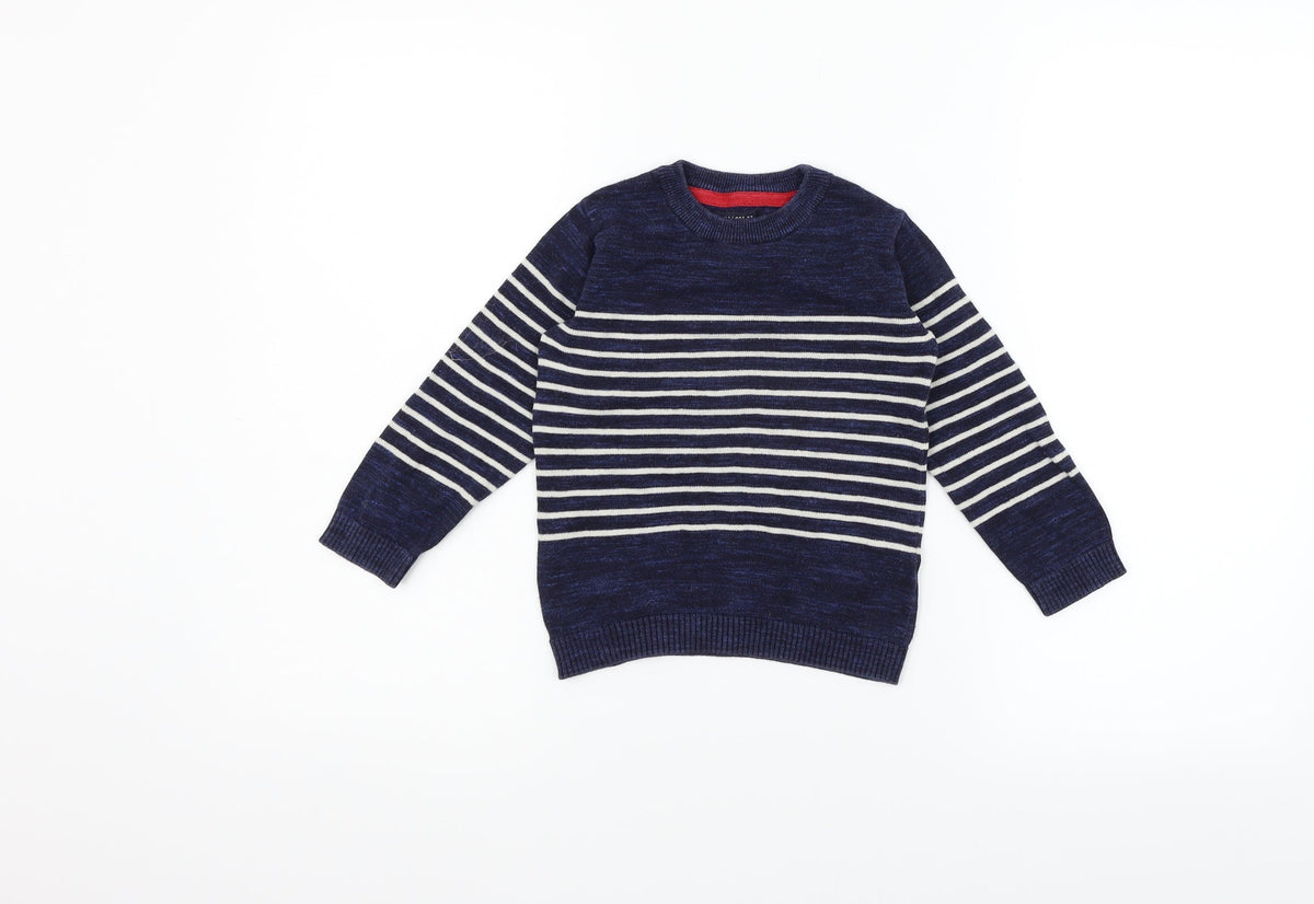 Next Boys Blue Striped  Pullover Jumper Size 3 Years